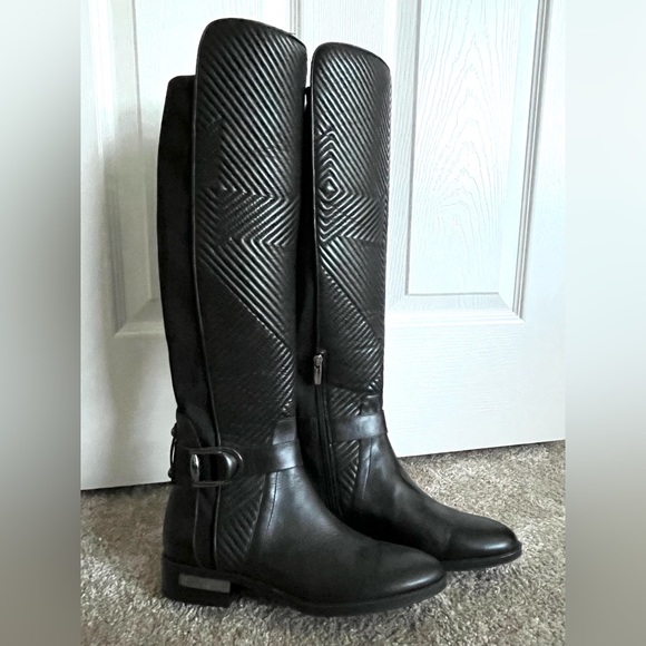 Vince Camuto | Shoes | Vince Camuto Black Leather Nylon Quilted Riding ...